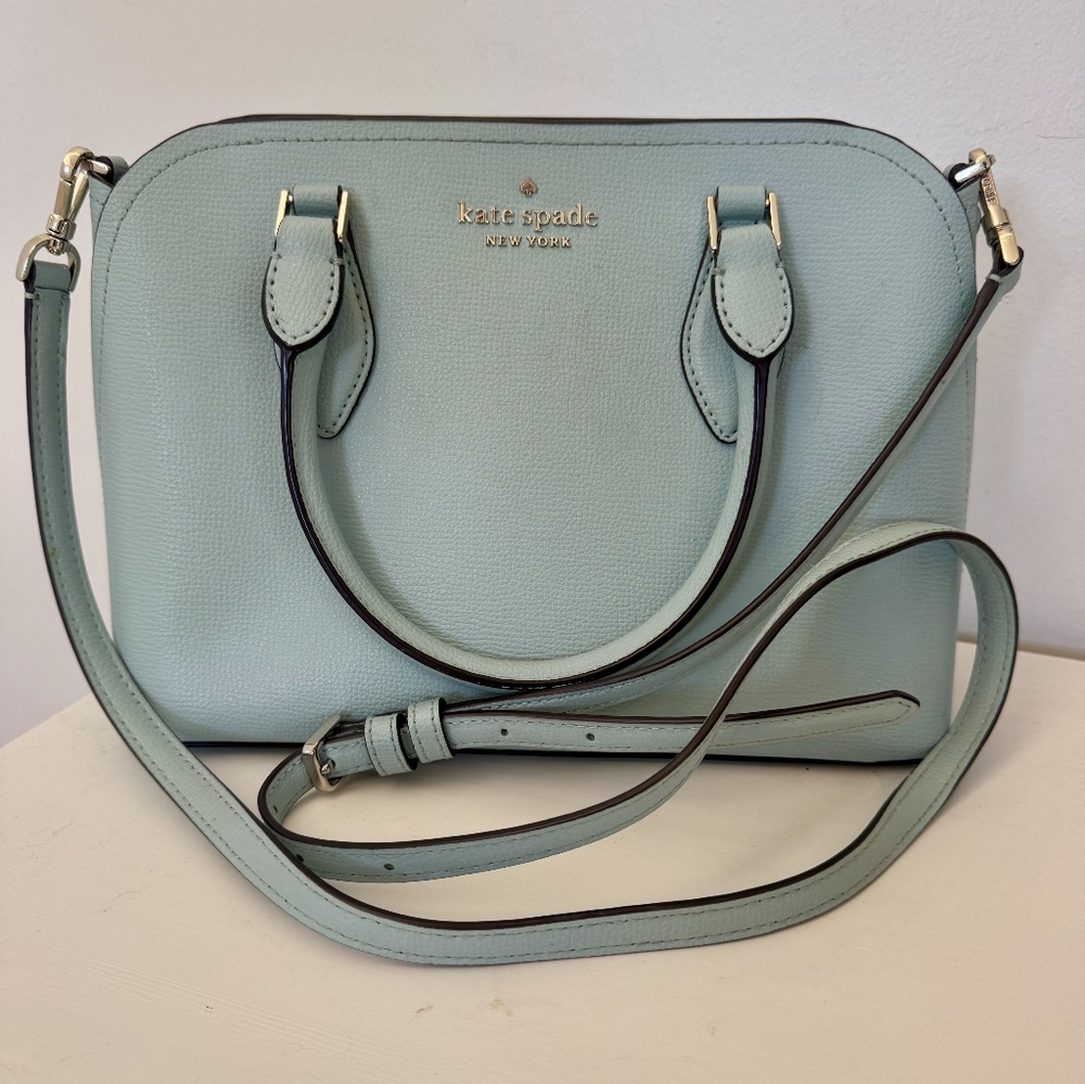 Kate Spade Darcy Satchel Leather Crossbody in Cloud Mist EUC